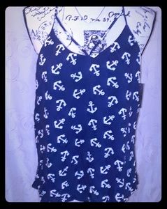 BoHo NWT Sailor Anchors Sleeveless Top